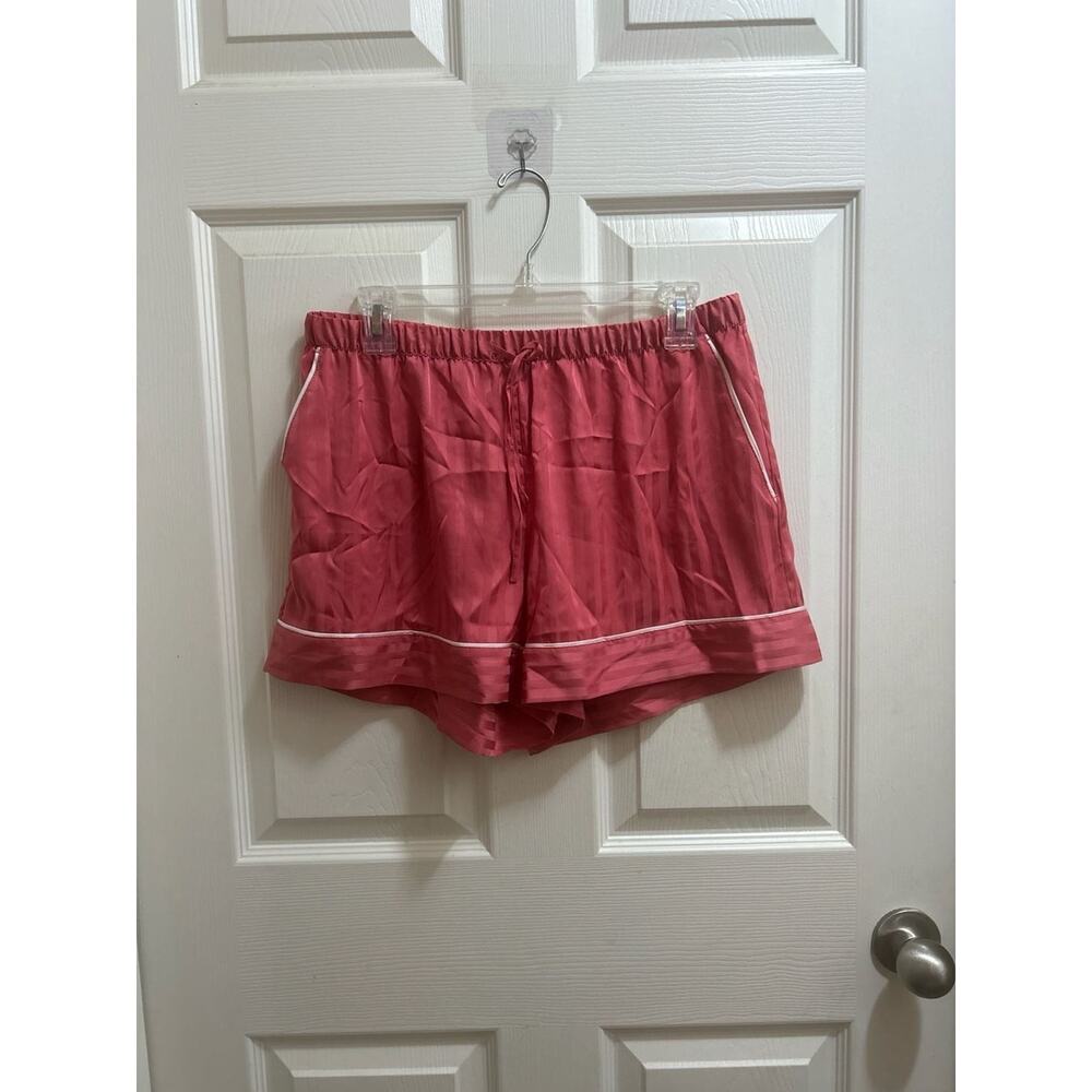 Auden Coral Striped Satin Pajama Shorts Size M